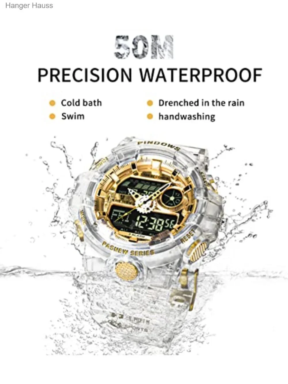 Men's Digital Analog Dual Display Sports Watch 50M Waterproof Military Wrist